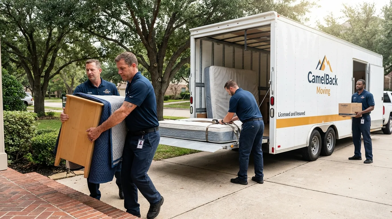 Crew loading residential truck for cross-state move from Alturas, CA