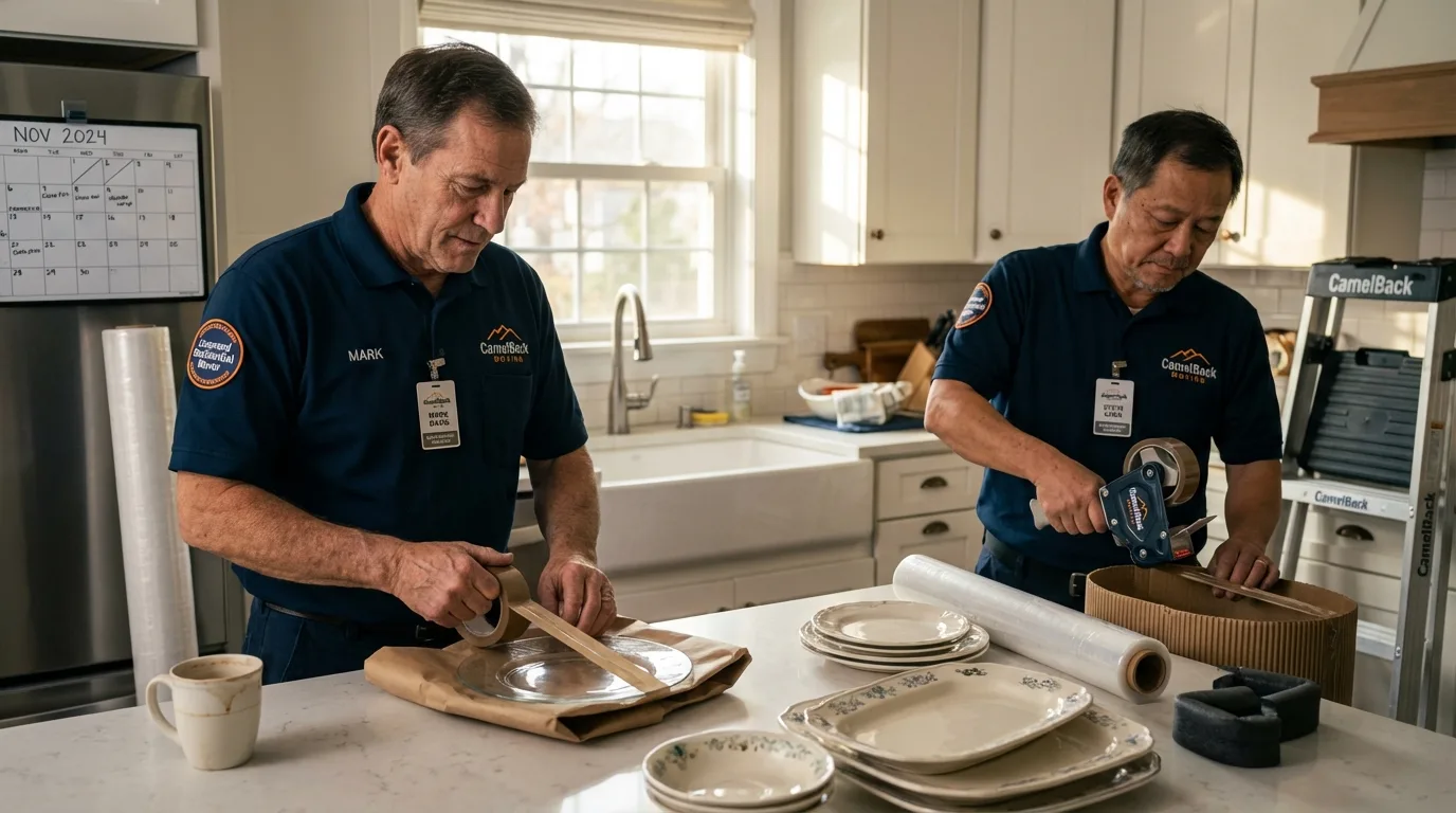 Professional crew packing kitchen dishware in Alturas, CA